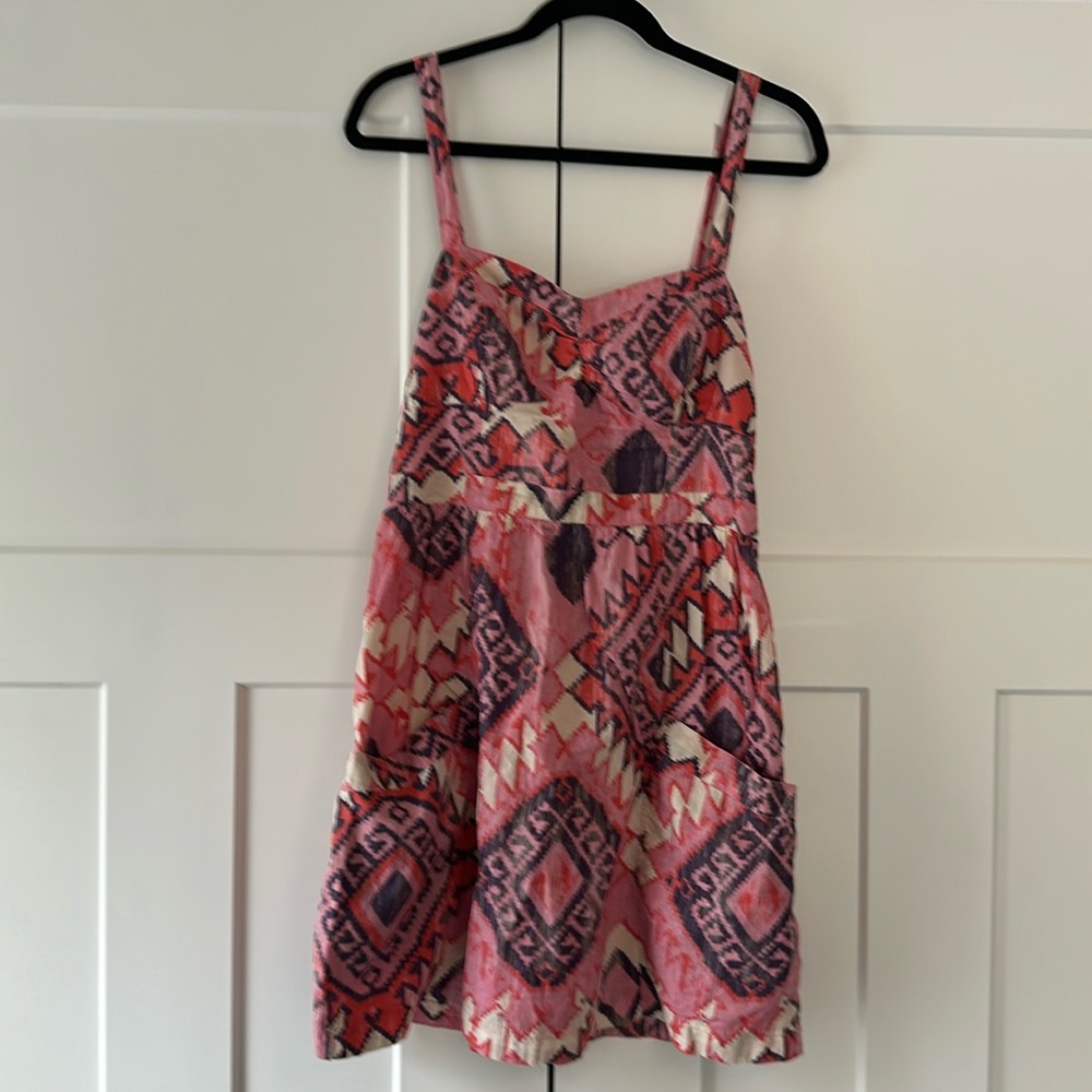 Pink boho patterned mini-dress